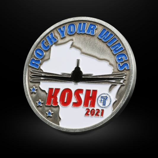 KOSH 2021 Rock Your Wings Aviation Challenge Coin