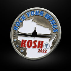 KOSH 2022 Rock Your Wings Aviation Challenge Coin