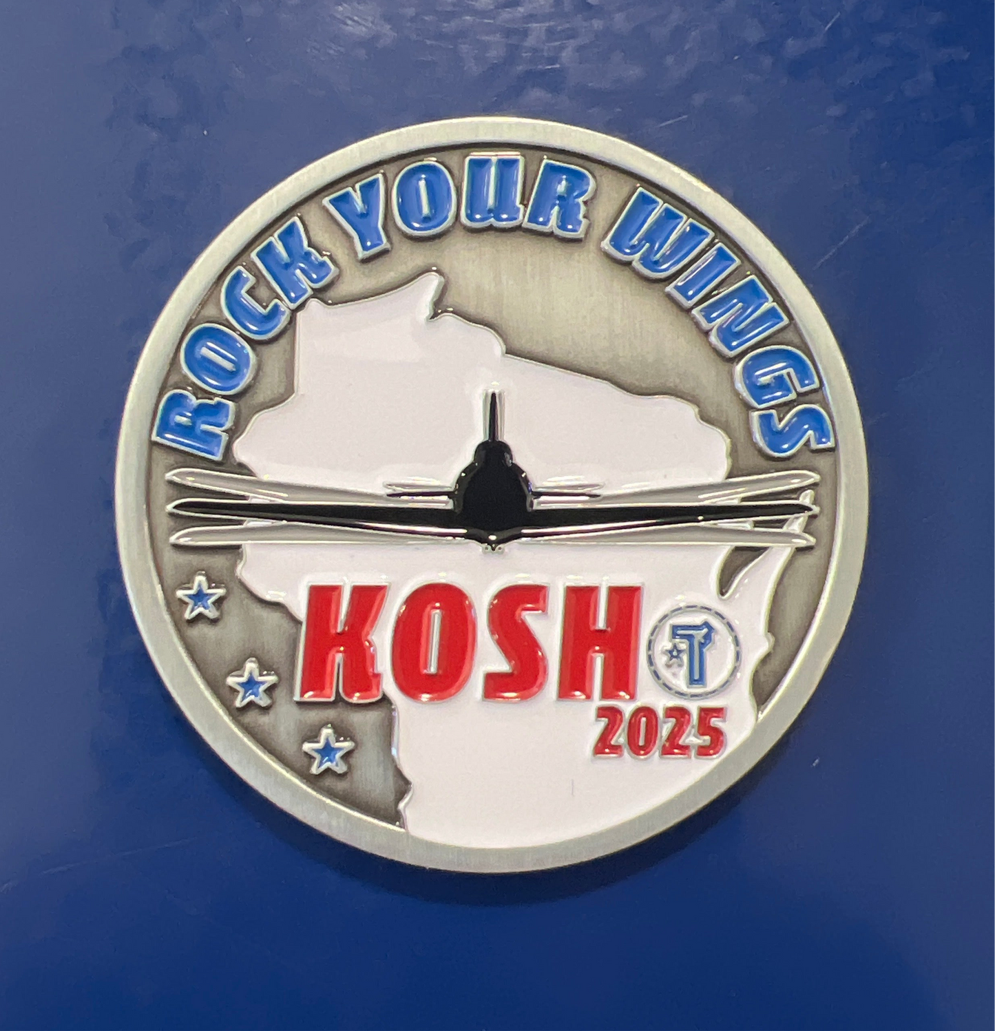 KOSH 2025 Rock Your Wings Aviation Challenge Coin