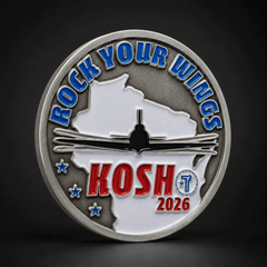 KOSH 2026 Rock Your Wings Aviation Challenge Coin