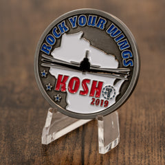 KOSH 2019 Rock Your Wings Aviation Challenge Coin
